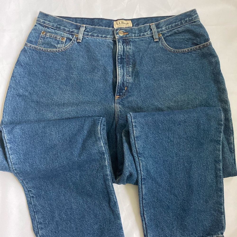 L.L.BEAN WOMEN’S FLANNEL LINED JEANS, VINTAGE. STRAIGHT LEG, SIZE 20 RELAXED FIT - Picture 9 of 14